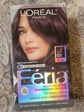 L'OREAL PARIS Feria Hair Color 521 Cool Amethyst Vegan Formula Permanent 1 Box